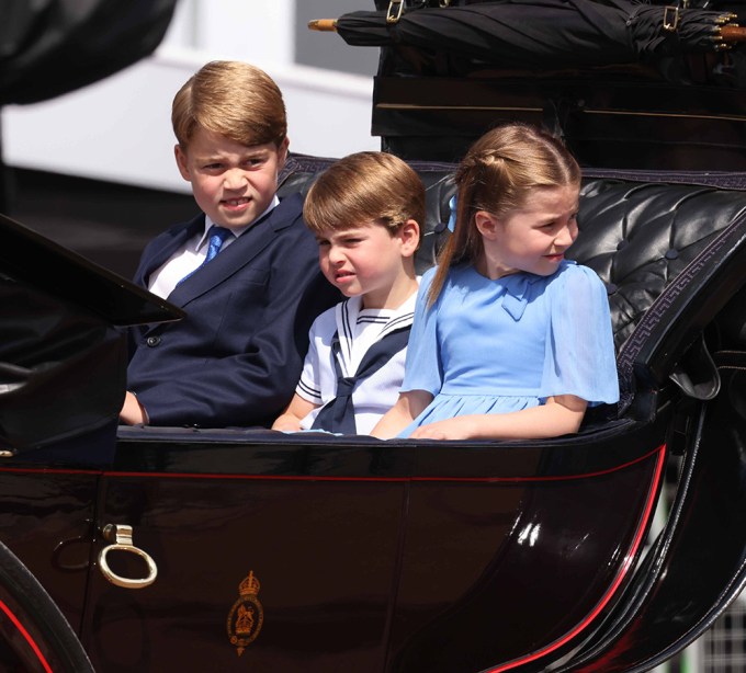 Prince George, Prince Louis, Princess Charlotte Riding in a Carriage