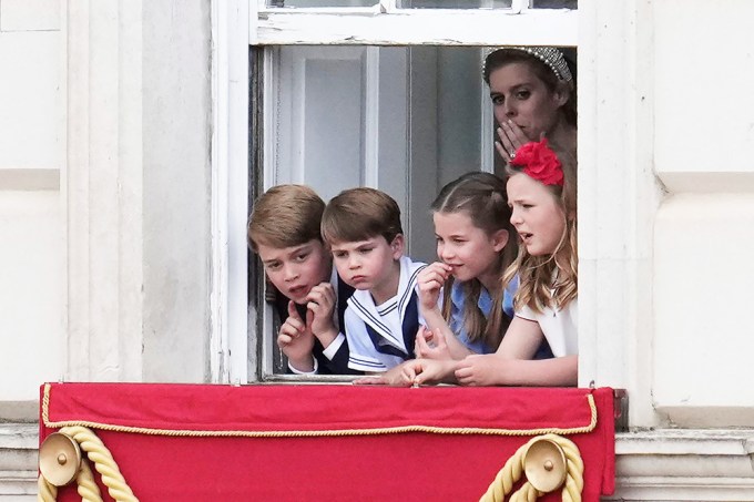 Prince George, Princess Charlotte and Prince Louis on the Balcony