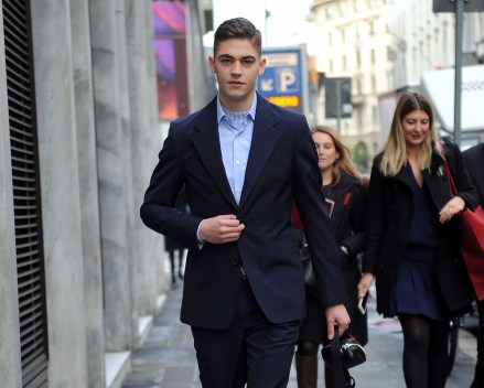Hero Fiennes-Tiffin on the way from his downtown hotel, to the Salvatore Ferragamo showroom.  Hero Fiennes-Tiffin out and about in Milan, Italy - 25 Nov 2019
