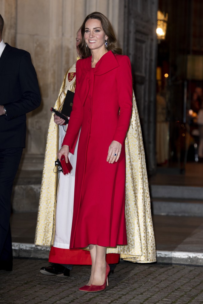 Kate Middleton In A Red Coat Dress