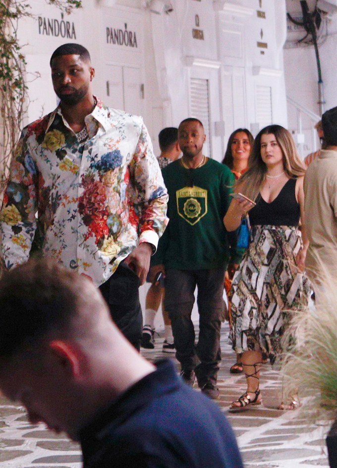 Tristan Thompson takes a stroll while vacationing in Mykonos