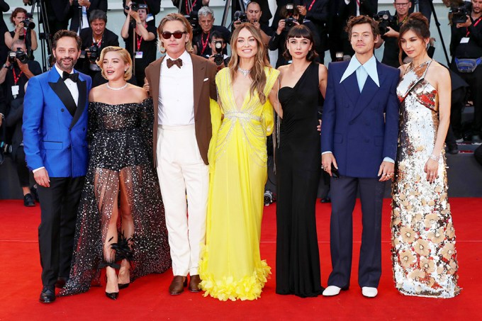 Harry Styles & Olivia Wilde with their ‘Don’t Worry Darling’ Co-Stars in Venice