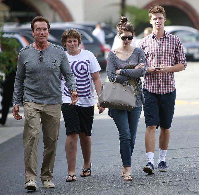 Arnold Schwarzenegger & His Kids In Los Angeles