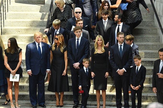 Barron Trump is seen in a family photo at Ivana Trump’s funeral