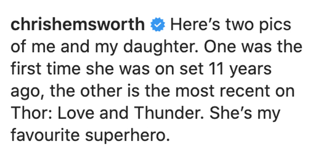 Chris Hemsworth, 'Thor' Gerileme Fotoğraflarında Kızı Hindistan'ı Övdü – Hollywood Life