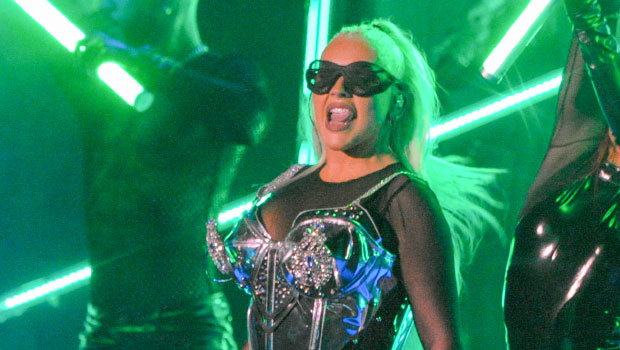 Christina Aguilera Wears Metal Bodysuit for Sexy Performance in Spain: Pics