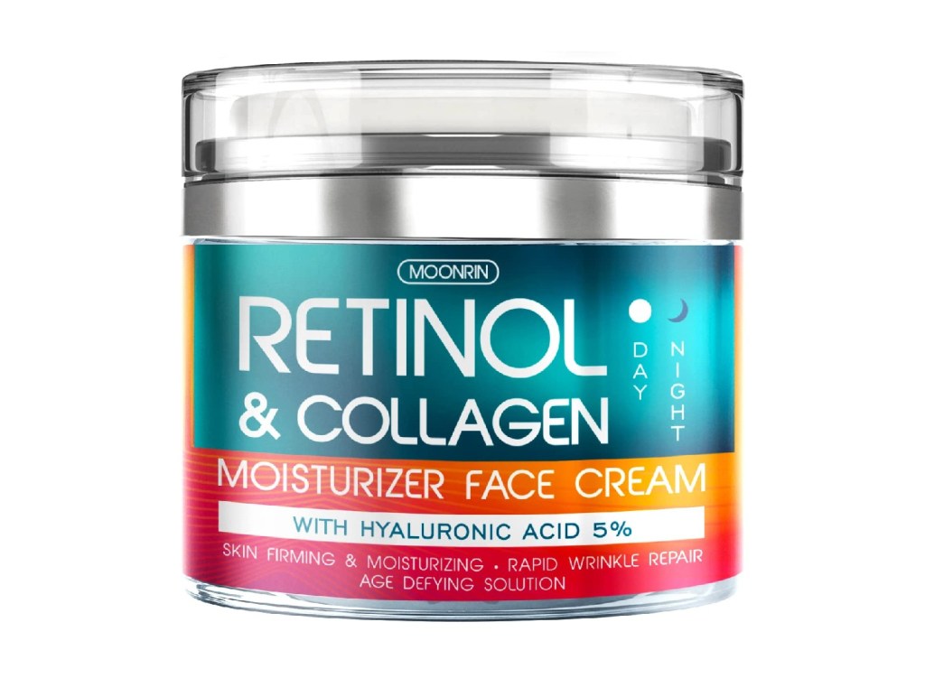 A container of retinol collagen cream.