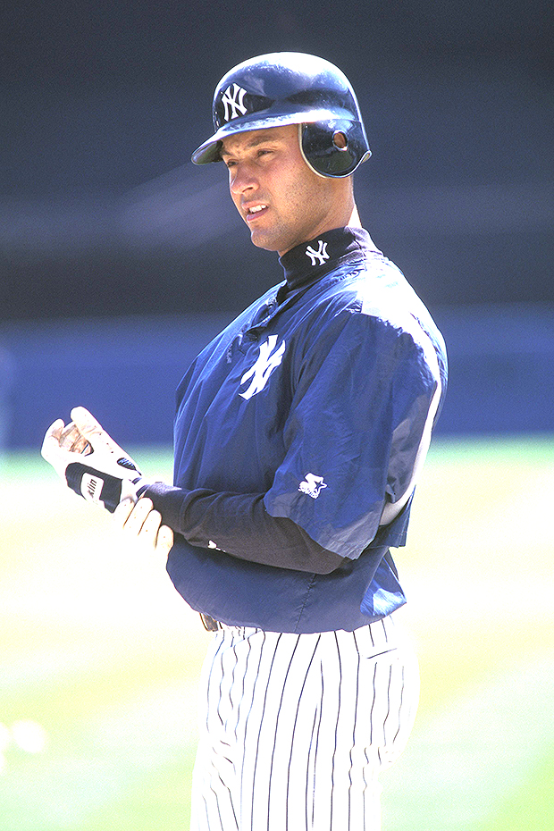 Derek Jeter for the New York Yankees on the field at Yankee Stadium in the Bronx, New York, USA - 27 Apr 1997Chicago White Sox at New York Yankees, MLB, Yankee Stadium, Bronx, New York, USA - 27 Apr 1997