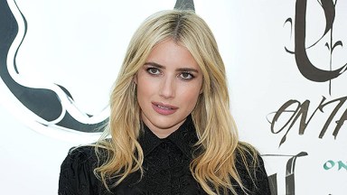 Actress Emma Roberts wears an all-black outfit consisting of a
