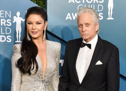 Catherine Zeta-Jones and Michael Douglas arrive for the 26th annual SAG Awards held at the Shrine Auditorium in Los Angeles on Sunday, January 19, 2020. The Screen Actors Guild Awards will be broadcast live on TNT and TBS.SAG Awards 2020, Los Angeles, California, United States - 19 Jan 2020