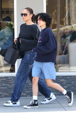 Beverly Hills, CA  - Singer and actress Jennifer Lopez cuts a casual figure in jeans and a black sweater while out shopping with her daughter Emme in Beverly Hills.Pictured: Jennifer Lopez, Emme Maribel MuñizBACKGRID USA 13 MAY 2023 USA: +1 310 798 9111 / usasales@backgrid.comUK: +44 208 344 2007 / uksales@backgrid.com*UK Clients - Pictures Containing ChildrenPlease Pixelate Face Prior To Publication*