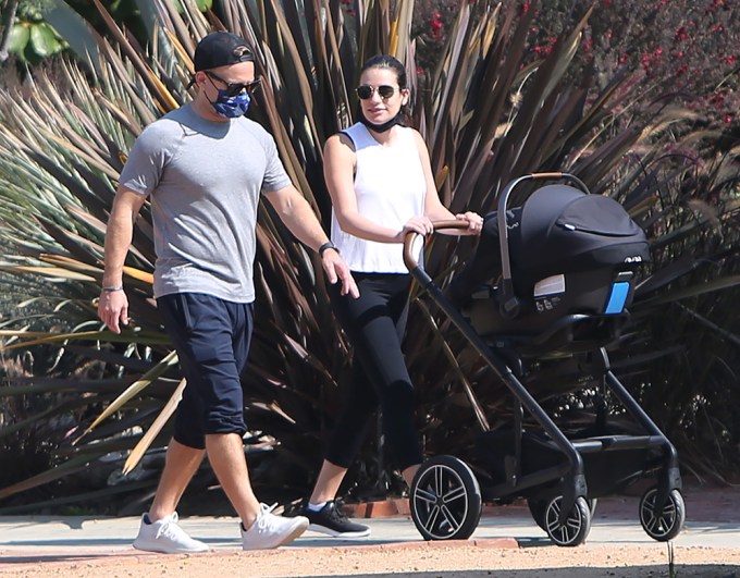 Lea Michele & Husband Walk Their Son