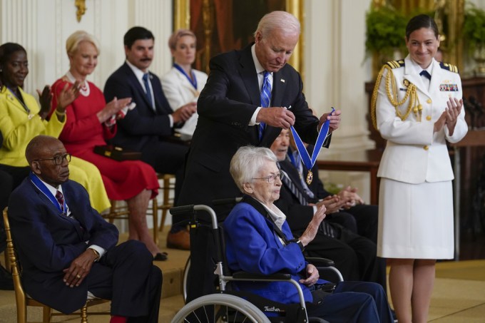 Brigadier General Wilma Vaught Receives Her Presidential Medal Of Freedom