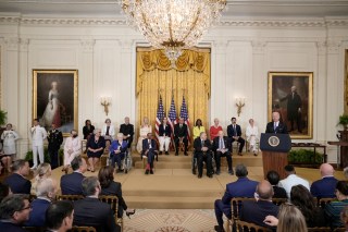 US President Joe Biden speaks before awarding 17 recipients with the Presidential Medal of Freedom, the nation's highest civilian honor, during a ceremony in the East Room of the White House in Washington, DC, USA, 07 July 2022.
US President Biden Awards the Presidential Medal of Freedom to Seventeen Recipients, Washington, USA - 07 Jul 2022