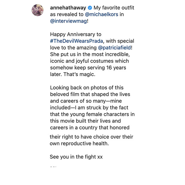 Anne Hathaway Instagram