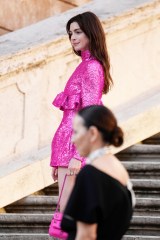Anne Hathaway poses prior to the start of the Valentino women's Fall-Winter Haute Couture 2022-23 collection, unveiled in Rome's Spanish Steps
Fashion Valentino, Rome, Italy - 08 Jul 2022