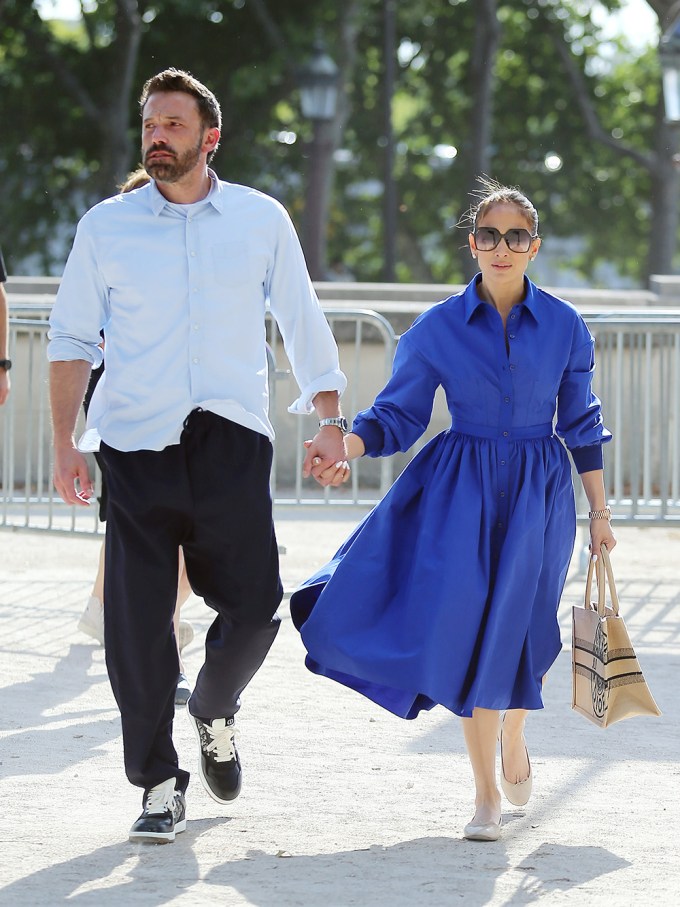 Jennifer Lopez In Blue Dress With Ben Affleck