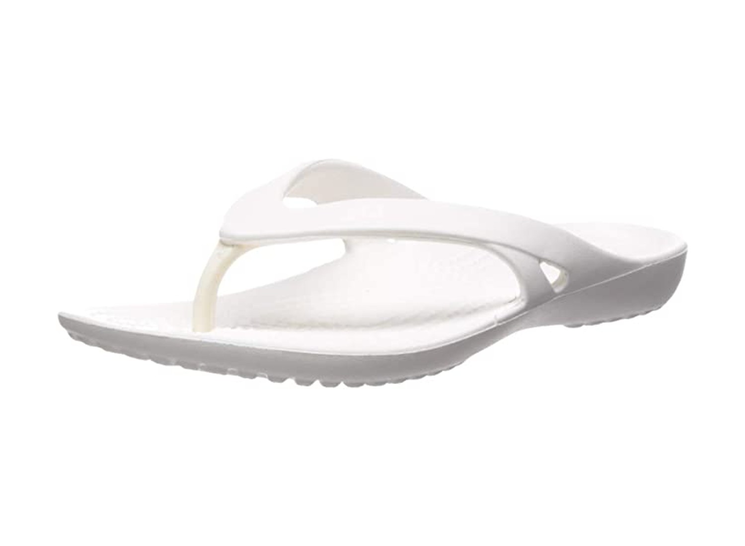 A women's white Crocs Flip Flop Sandal.