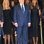 Donald Trump Melania Trump Ivanka Trump and Husband Jared Kushner Eric Trump and Donald Trump Jr saying the last good bye to Ivana Trump at Frank Campbell Funeral home in New York City