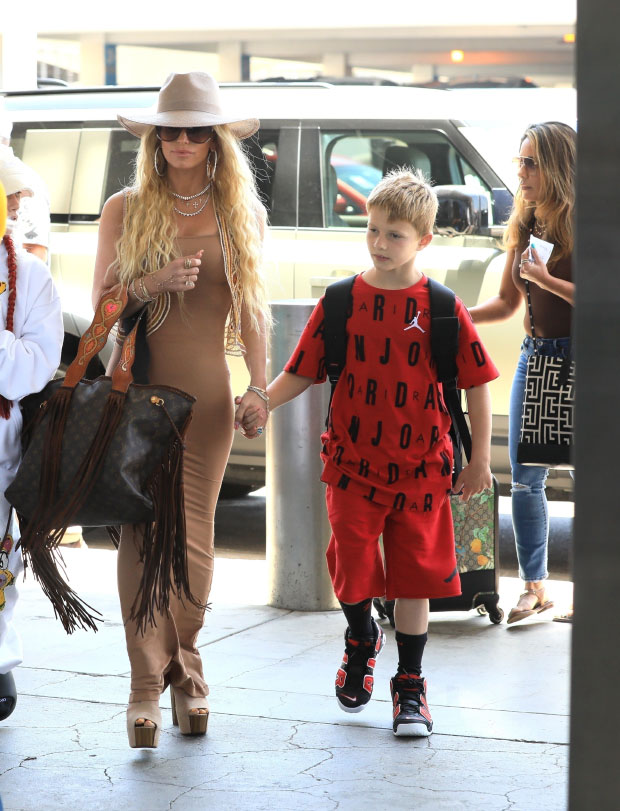 Jessica Simpson Rocks SKIMS Long Dress During Outing With Her Kids
