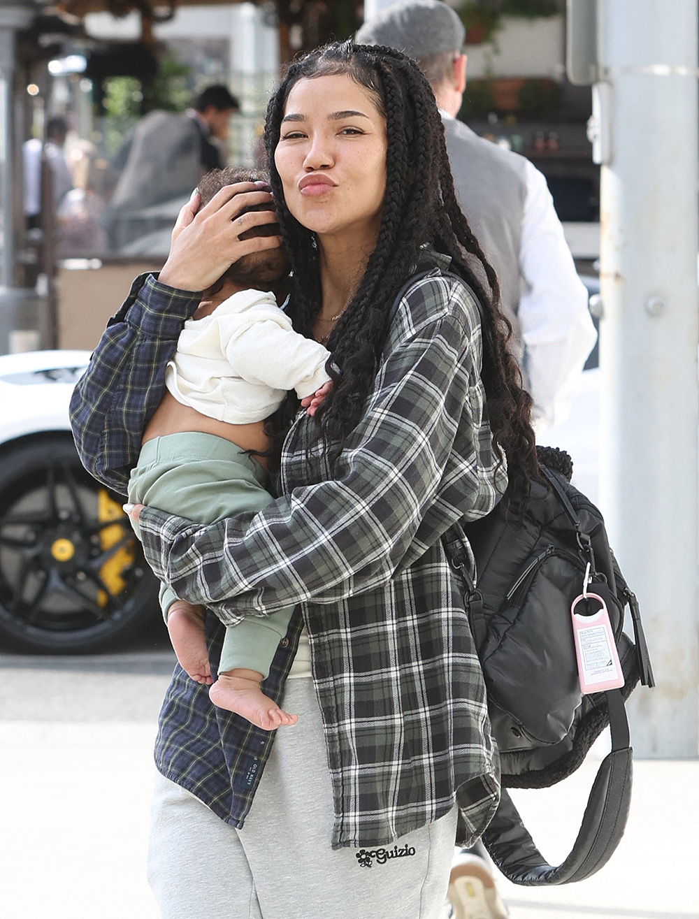 EXCLUSIVE: Big tipper Big Sean and Jhene Aiko seen after luch with son Noah over pasta at Il Pastaio