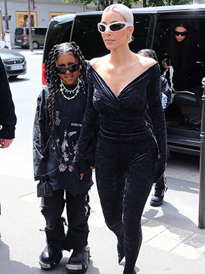 North West and Kim Kardashian in Paris in July 2022