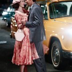 Rachel Brosnahan, Michael Zegan on the set of “The Marvelous Mrs Maisel" in NYC