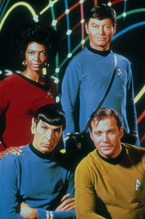 Editor used only.  Do not use book covers.  Required Credits: Moviestore/Shutterstock Photo (1602309a) Star Trek, Nichelle Nichols, Leonard Nimoy, Deforest Kelley, William Shatner Film and Television