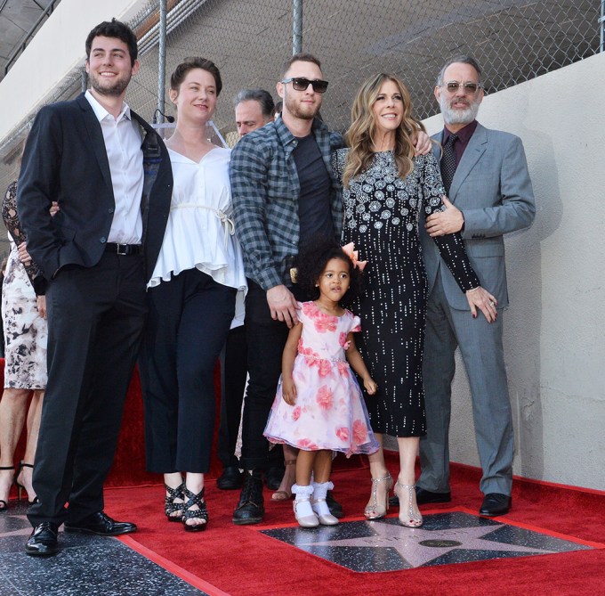 Tom Hanks Poses With His Wife & Kids At The Walk Of Fame