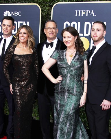Samantha Bryant, Colin Hanks, Rita Wilson, Tom Hanks, Elizabeth Hanks, Chet Hanks and Truman Hanks
77th Annual Golden Globe Awards, Arrivals, Los Angeles, USA - 05 Jan 2020