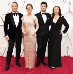 Tom Hanks, Rita Wilson, Truman Hanks, Elizabeth Hanks. Tom Hanks, from left, Rita Wilson, Truman Hanks, and Elizabeth Hanks arrive at the Oscars, at the Dolby Theatre in Los Angeles
92nd Academy Awards - Arrivals, Los Angeles, USA - 09 Feb 2020