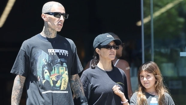 Kourtney Kardashian holds hands with 10-year-old Travis Barker and Penelope while out in Los Angeles
