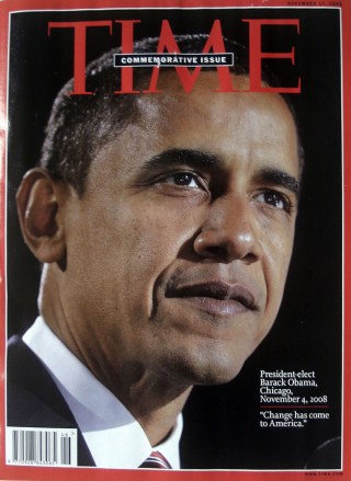 Front page of the 'Time Magazine' newspaper 4th November 2008. Lead story is the election of Barack Obama as United States President.
History