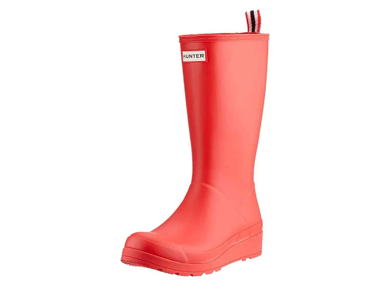 A pair of light red boots.