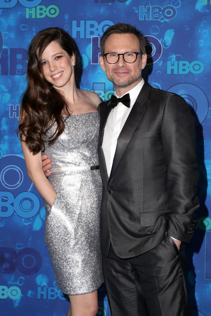 Brittany Lopez and Christian Slater at an HBO event