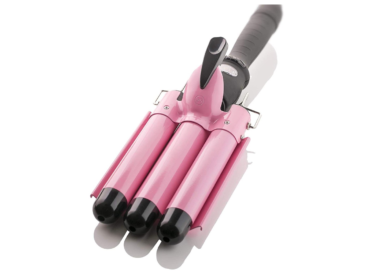 A pink, triple-barreled iron.