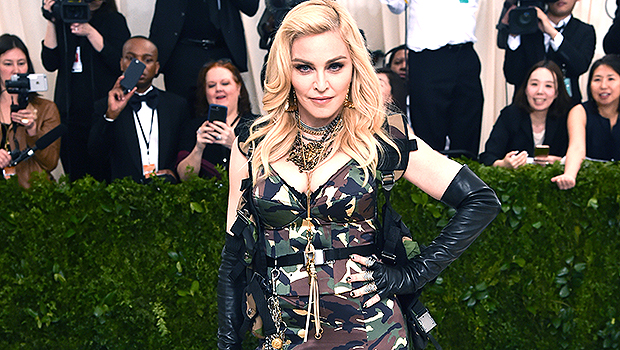 Madonna Rocks Black Dress & Fishnet Stockings For 64th Birthday: Video – Hollywood Life