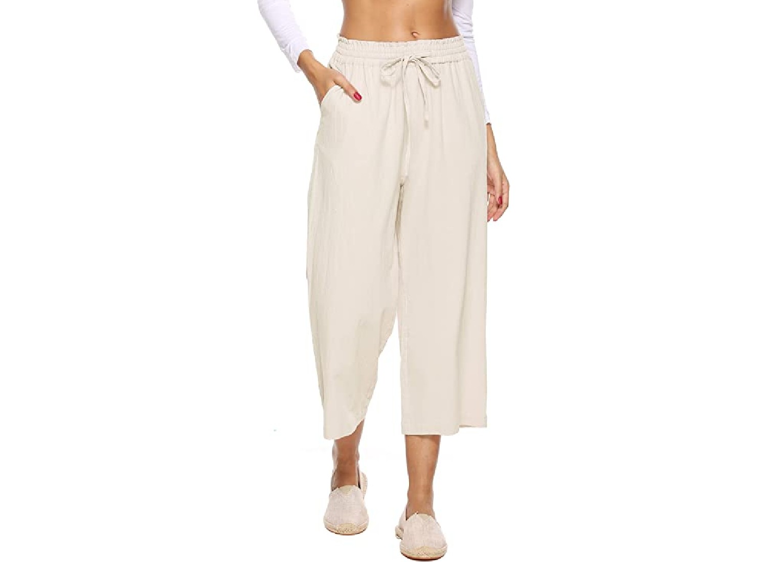 Neutrally colored linen pants