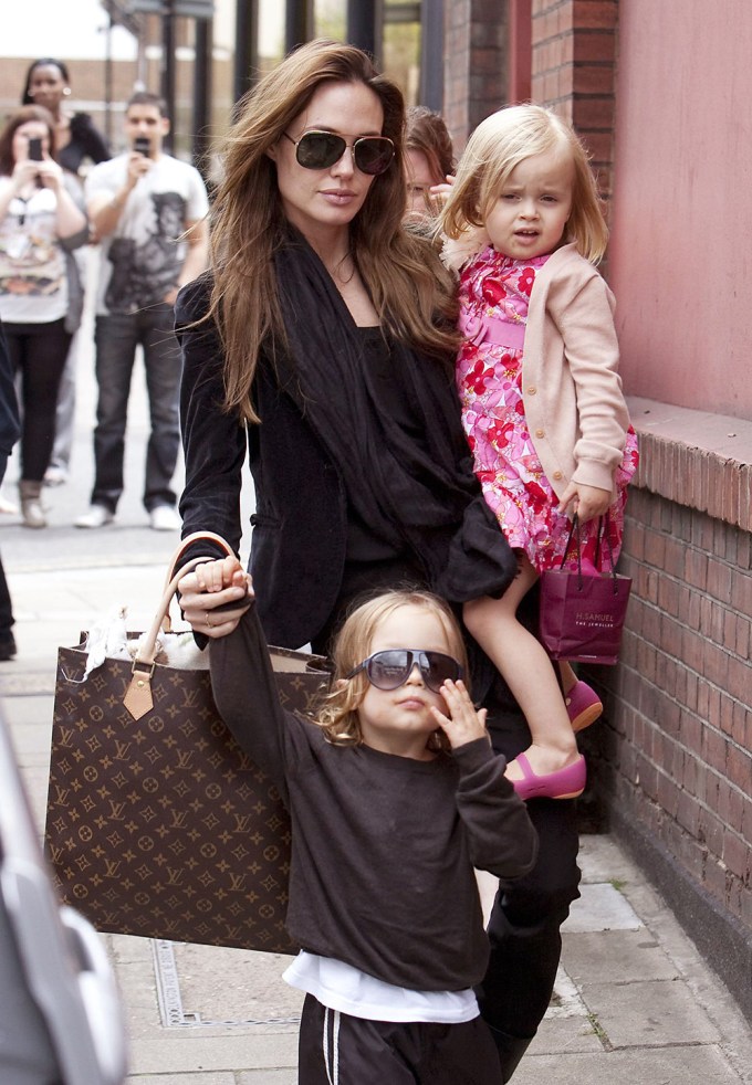 Angelina Jolie & The Twins In 2011