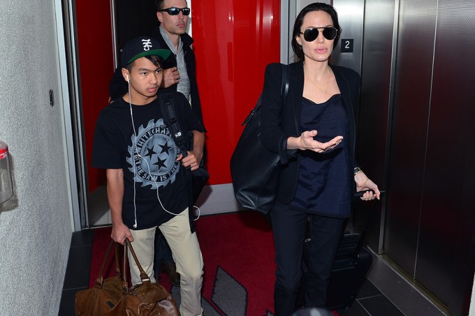 Angelina Jolie & Maddox At LAX