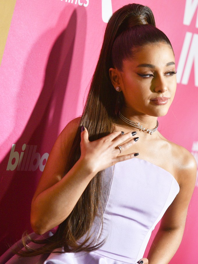 Ariana Grande with a long ponytail