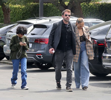 Los Angeles, CA  - *EXCLUSIVE*  - Ben Affleck and Jennifer Lopez hold hands while out on a day date with her daughter Emme.  Jlo adjusted her cleavage and buttoned her jacket before heading into a concert.Pictured: Ben Affleck, Jennifer LopezBACKGRID USA 29 APRIL 2023 BYLINE MUST READ: BACKGRIDUSA: +1 310 798 9111 / usasales@backgrid.comUK: +44 208 344 2007 / uksales@backgrid.com*UK Clients - Pictures Containing ChildrenPlease Pixelate Face Prior To Publication*