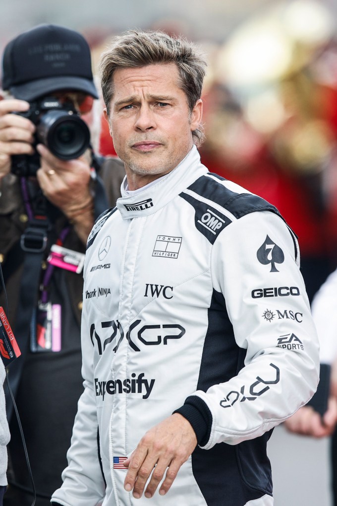 Brad Pitt filming at Formula 1