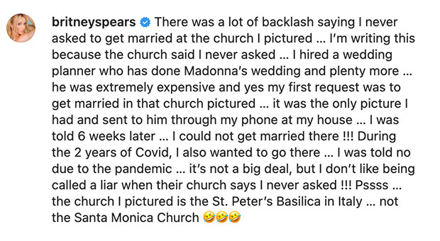 Britney Spears répond à l'affirmation de Church qu'elle n'a jamais demandé à se marier – Hollywood Life