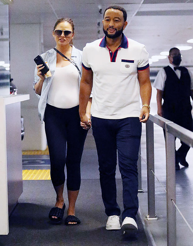 Chrissy Teigen Flaunts Her Baby Bump at the Gym