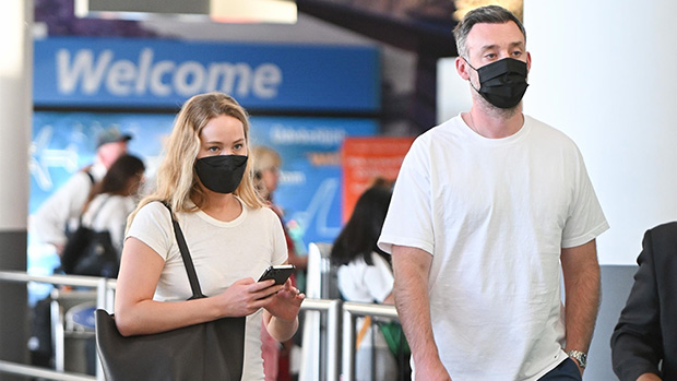 Jennifer Lawrence Twins With Husband Cooke Maroney In White T-Shirt As They Head For Flight Out Of NYC
