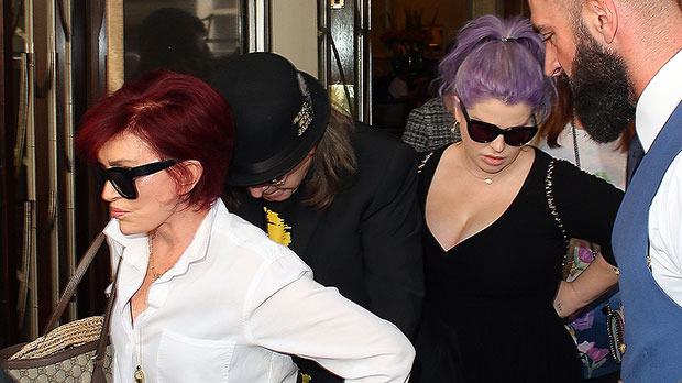 Pregnant Kelly Osbourne wears low-cut black dress with Sharon and Ozzy in London: pics