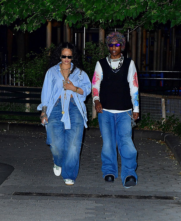 Rihanna and A$AP Rocky Twin in Denim at Louis Vuitton Show