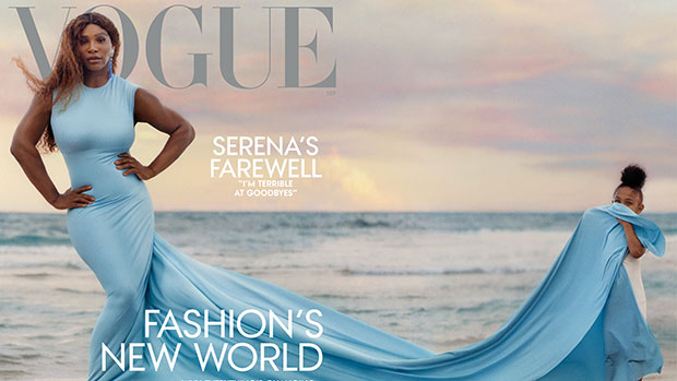 Serena Williams Slays In Skintight Blue Gown With Daughter Olympia On Cover Of ‘Vogue’