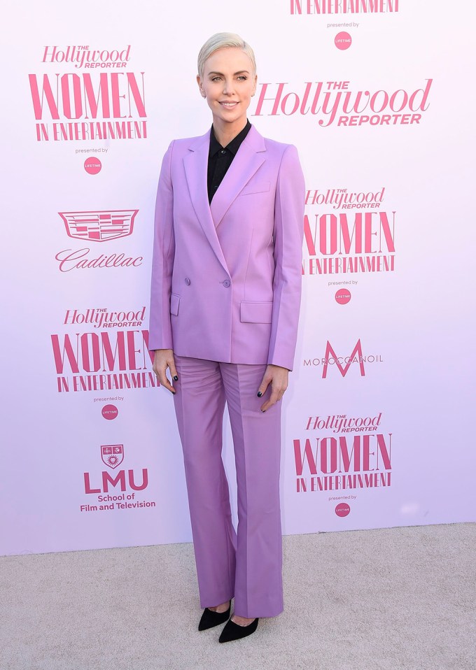 Charlize Theron Is Divine In Purple For The Hollywood Reporter’s Women in Entertainment Breakfast